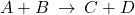 A+B\phantom{\rule{0.2em}{0ex}}\rightarrow\phantom{\rule{0.2em}{0ex}}C+D