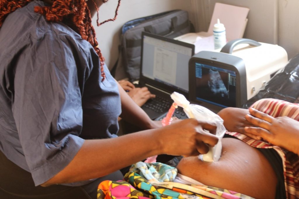 A woman getting an ultrasound