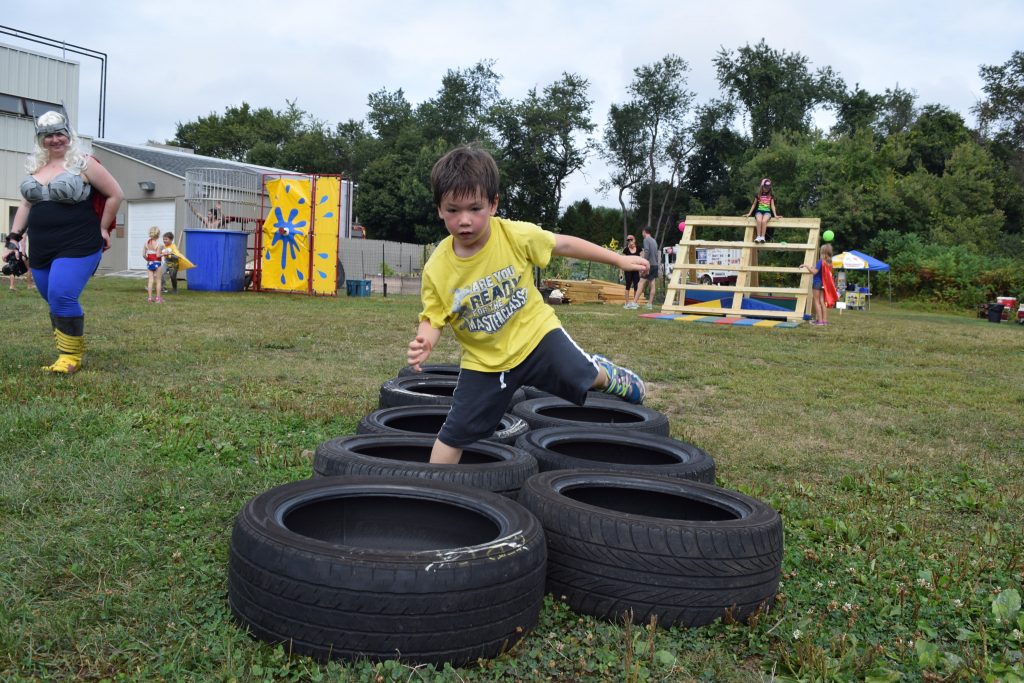 A child in an obstacle course