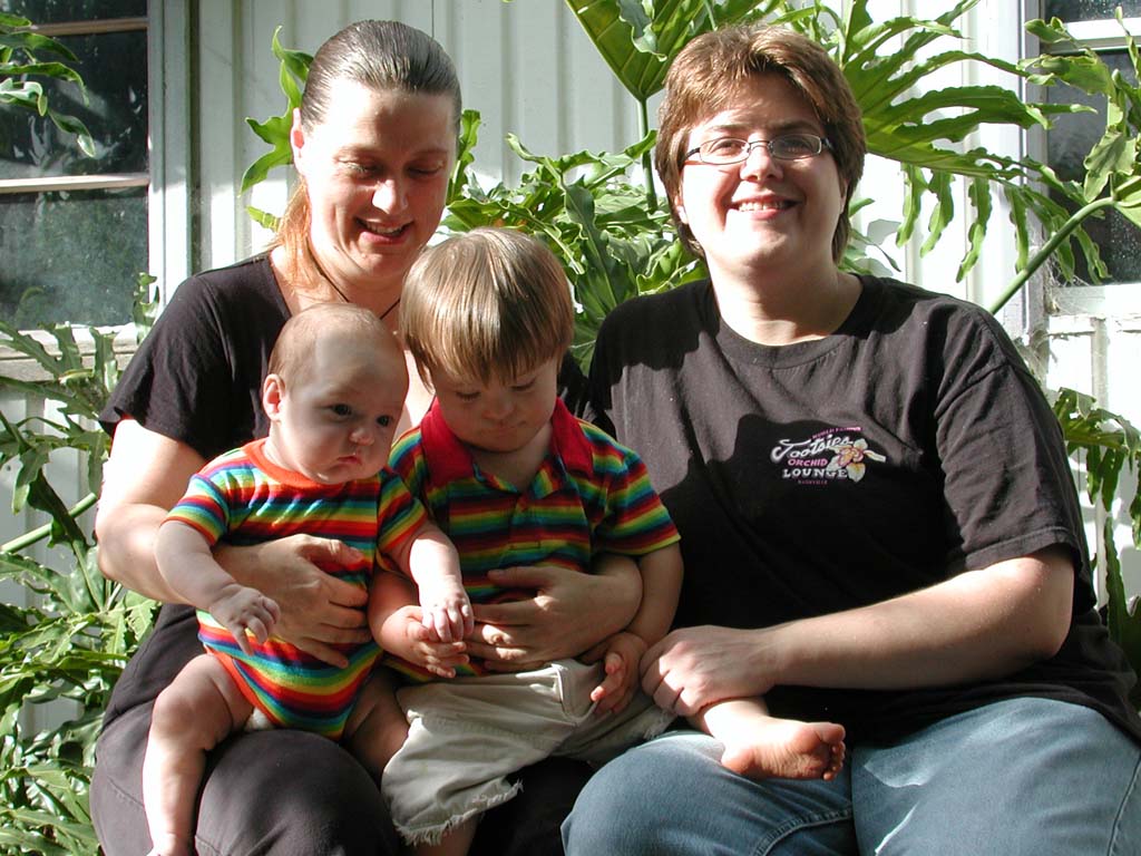 A lesbian couple with two children
