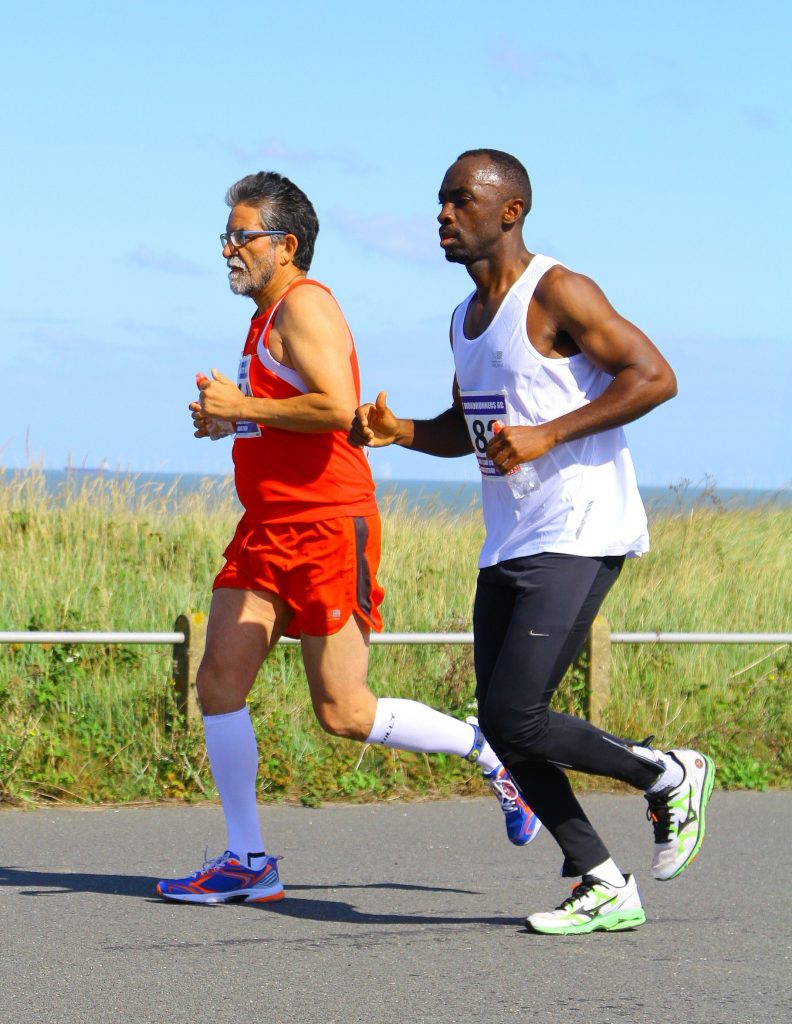 A couple of men running