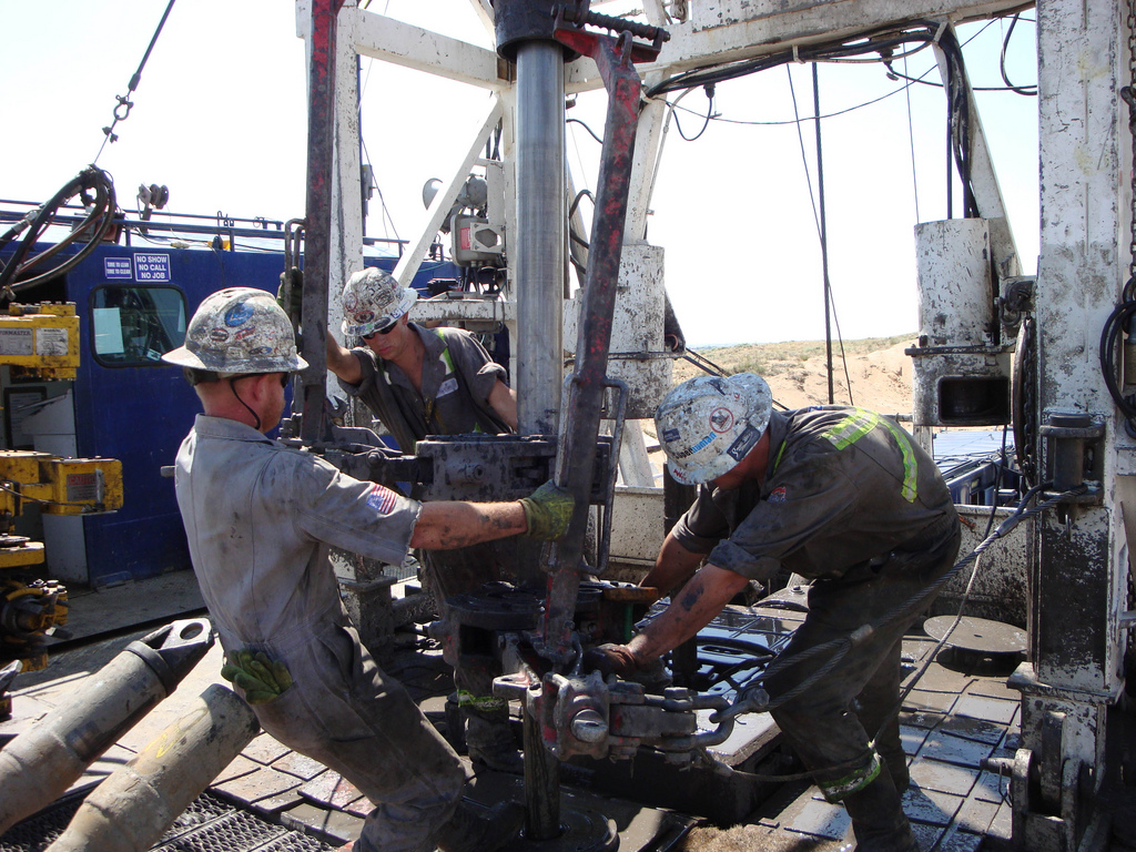 Men working on an oil rig