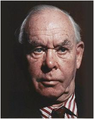 John Bowlby looking right next to the camera lens