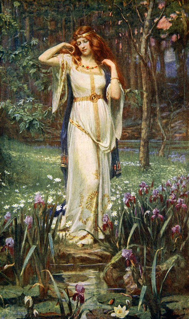 A goddess in a forest