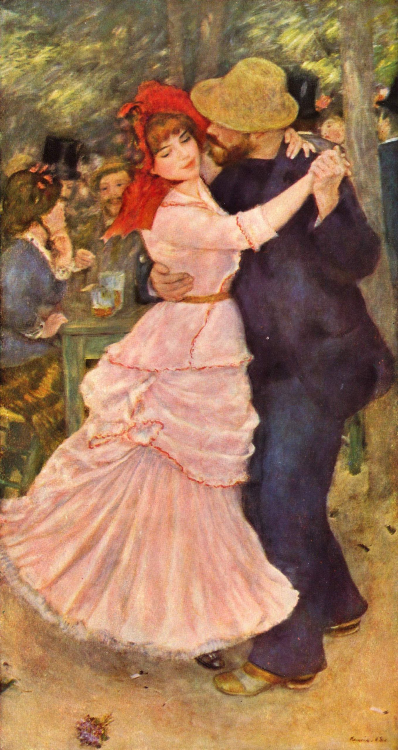 A woman and a man dancing hand-in-hand at a gathering outdoors