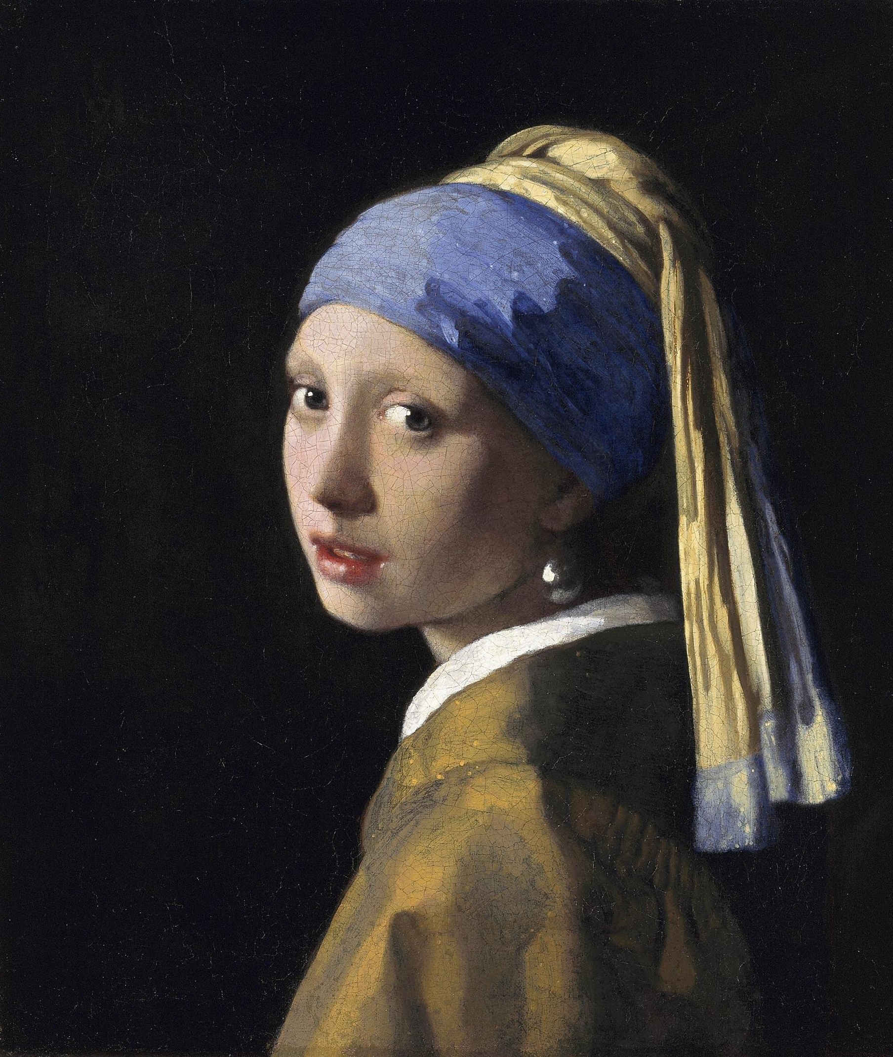 A girl wearing a pearl earring staring back at the viewer