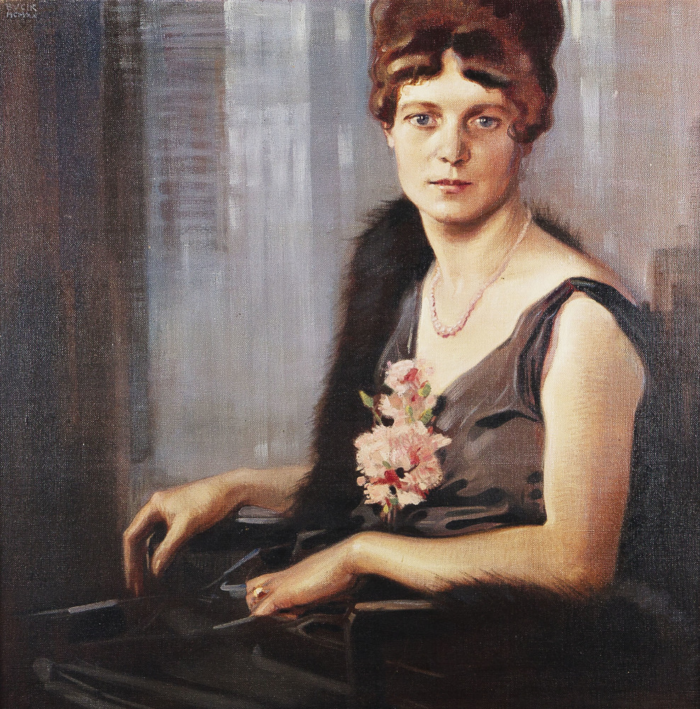 A portrait of a woman staring back at the viewer