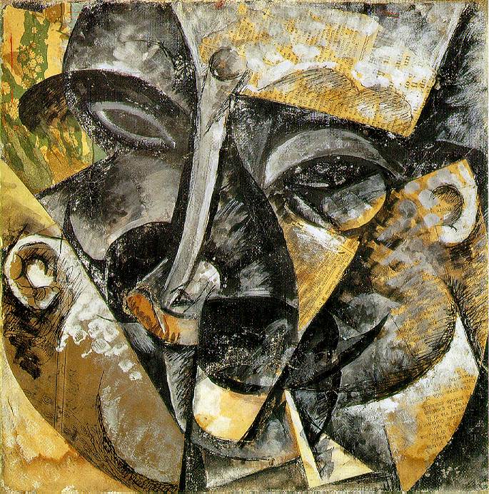 An abstract composition of a man's face