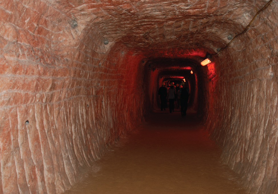 A photograph of a mine shaft is shown.